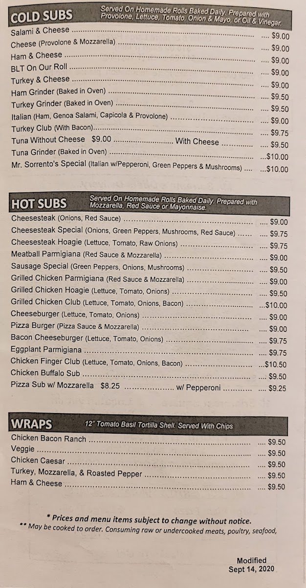 Piazza Sorrento Menu - Image 3