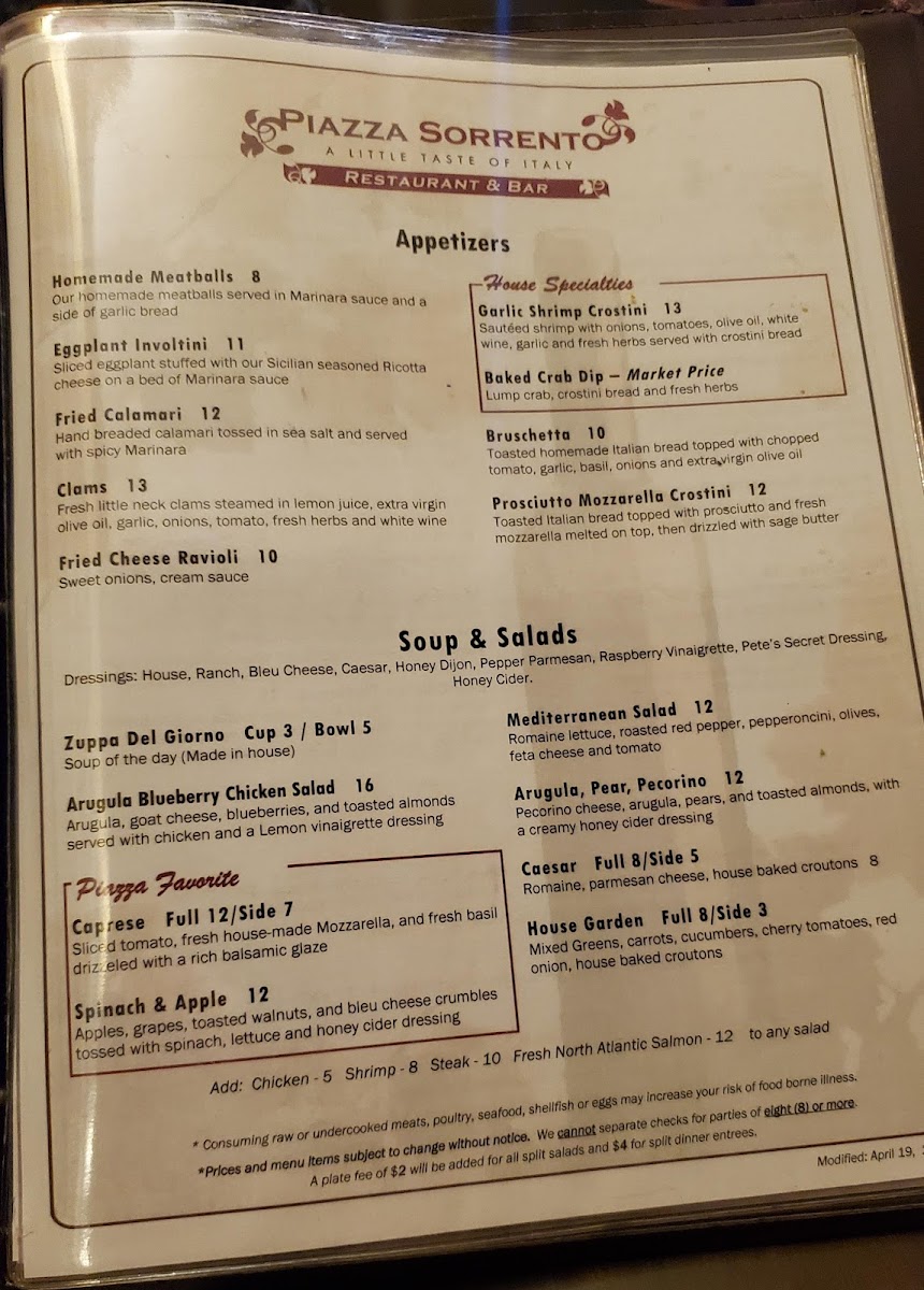 Piazza Sorrento Menu - Image 5